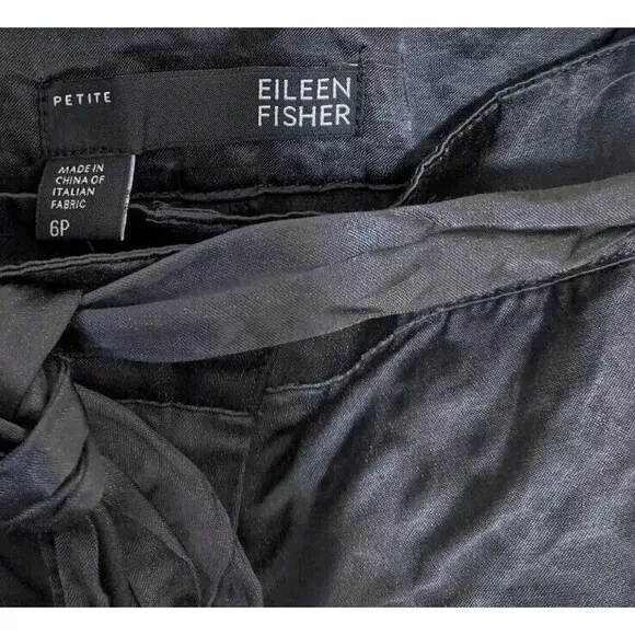 Eileen Fisher Skirt Gray Steel Satin Graphite Knee Length Business Casual 6P