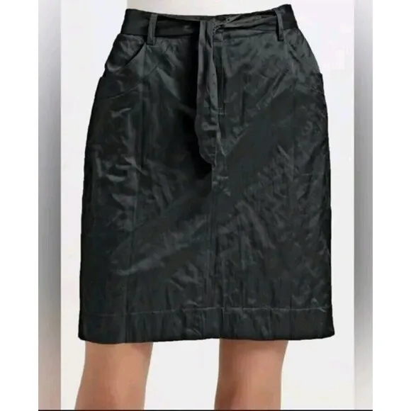 Eileen Fisher Skirt Gray Steel Satin Graphite Knee Length Business Casual 6P