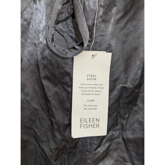 Eileen Fisher Skirt Gray Steel Satin Graphite Knee Length Business Casual 6P