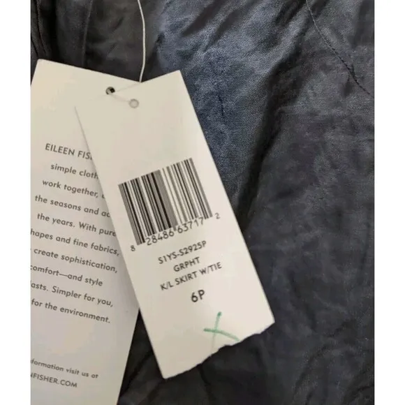 Eileen Fisher Skirt Gray Steel Satin Graphite Knee Length Business Casual 6P