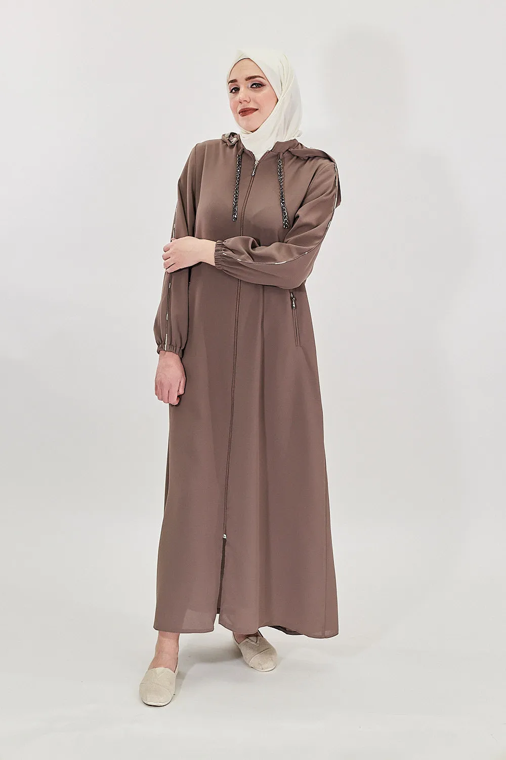 Elegance Cascade Modest Turkish Jilbab | Mocha