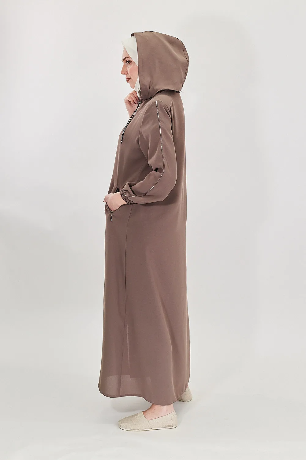 Elegance Cascade Modest Turkish Jilbab | Mocha
