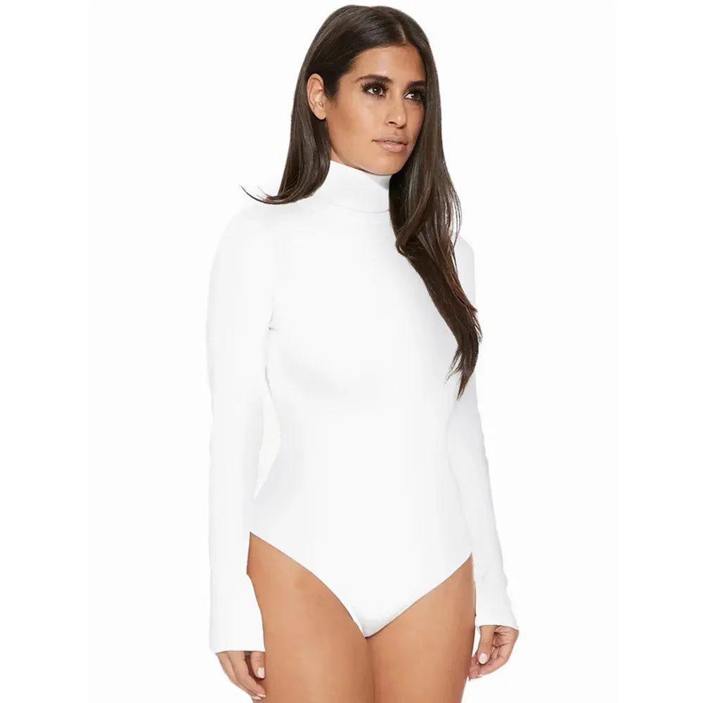 Elegant Red Turtle Neck Bodycon Bodysuit