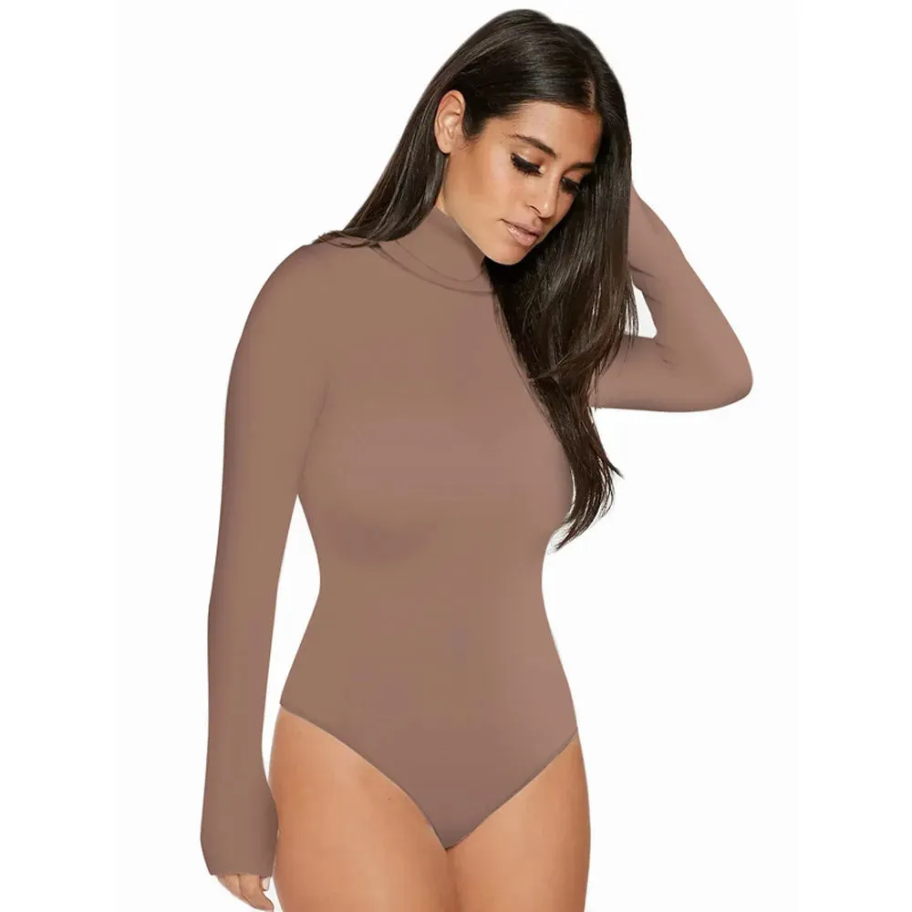 Elegant Red Turtle Neck Bodycon Bodysuit