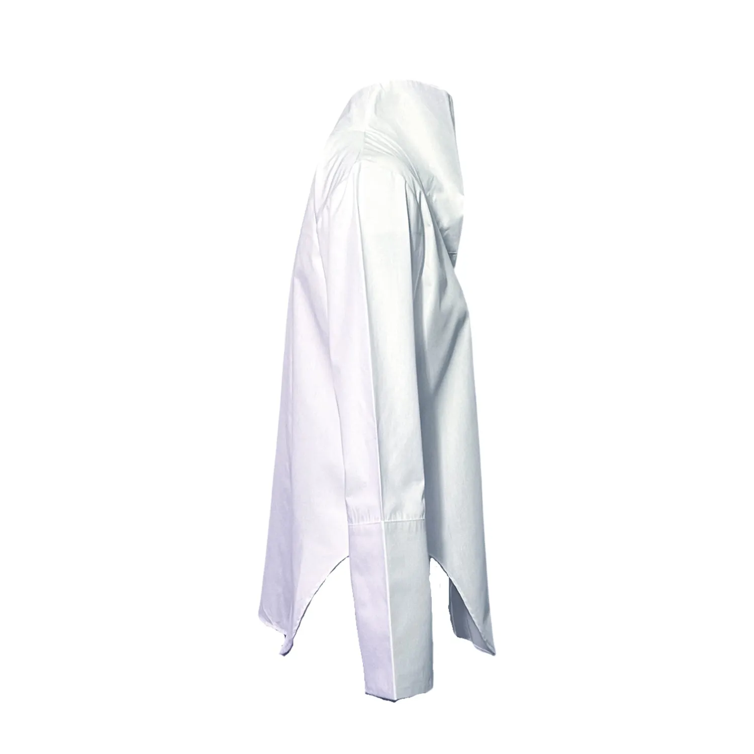 Embroidered Wide Collar Shirt in White Cotton