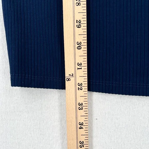 ENZA COSTA Ribbed Pencil Skirt Womens Medium Blue Midi Straight Stretch Pull On