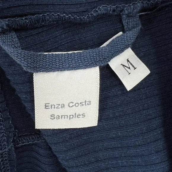 ENZA COSTA Ribbed Pencil Skirt Womens Medium Blue Midi Straight Stretch Pull On