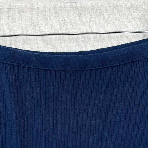 ENZA COSTA Ribbed Pencil Skirt Womens Medium Blue Midi Straight Stretch Pull On
