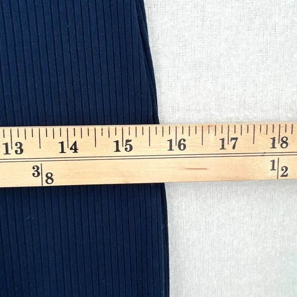 ENZA COSTA Ribbed Pencil Skirt Womens Medium Blue Midi Straight Stretch Pull On