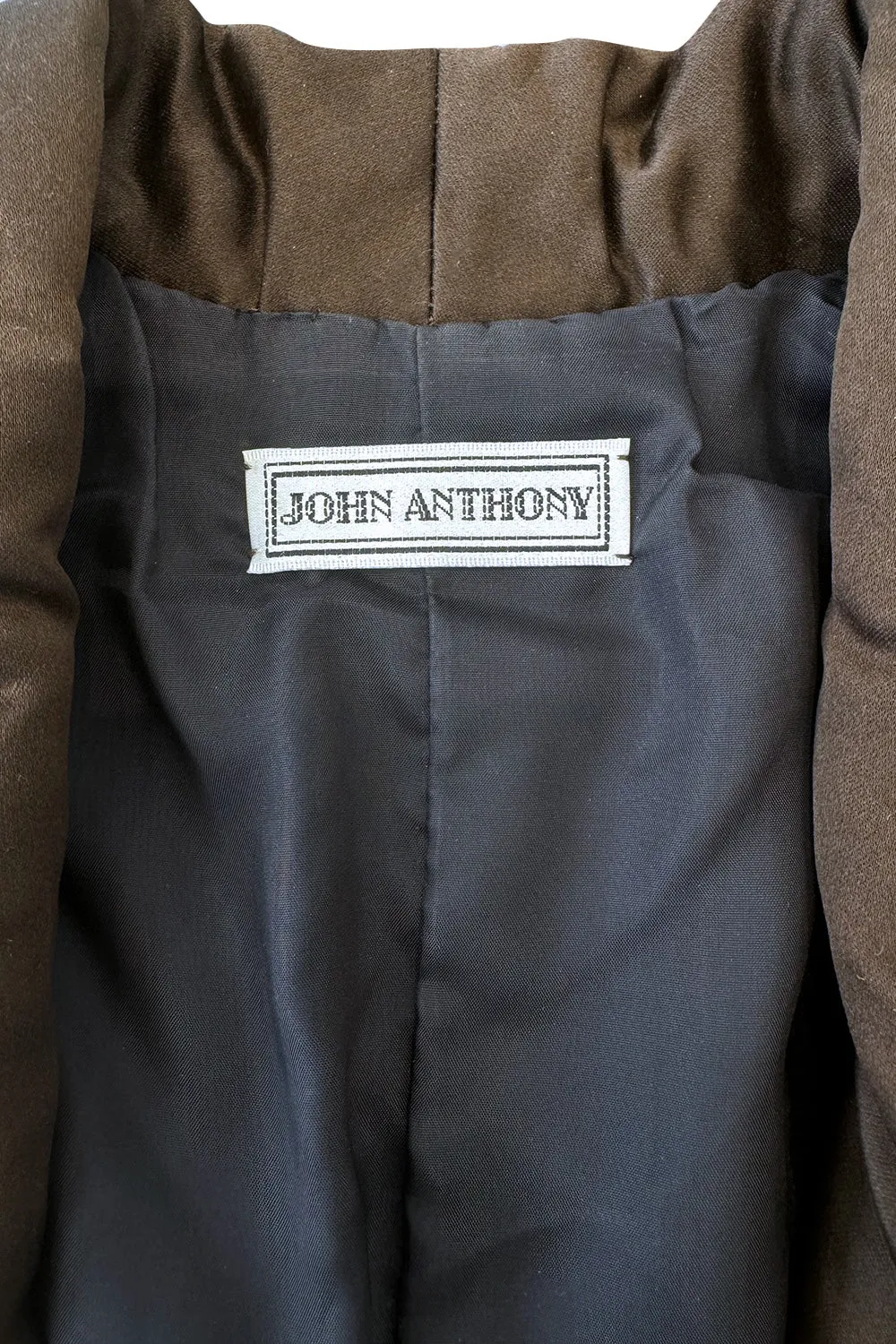 Exceptional 2004 John Anthony Couture Brown Velvet Heavily Hand Embroidered & Beaded Jacket