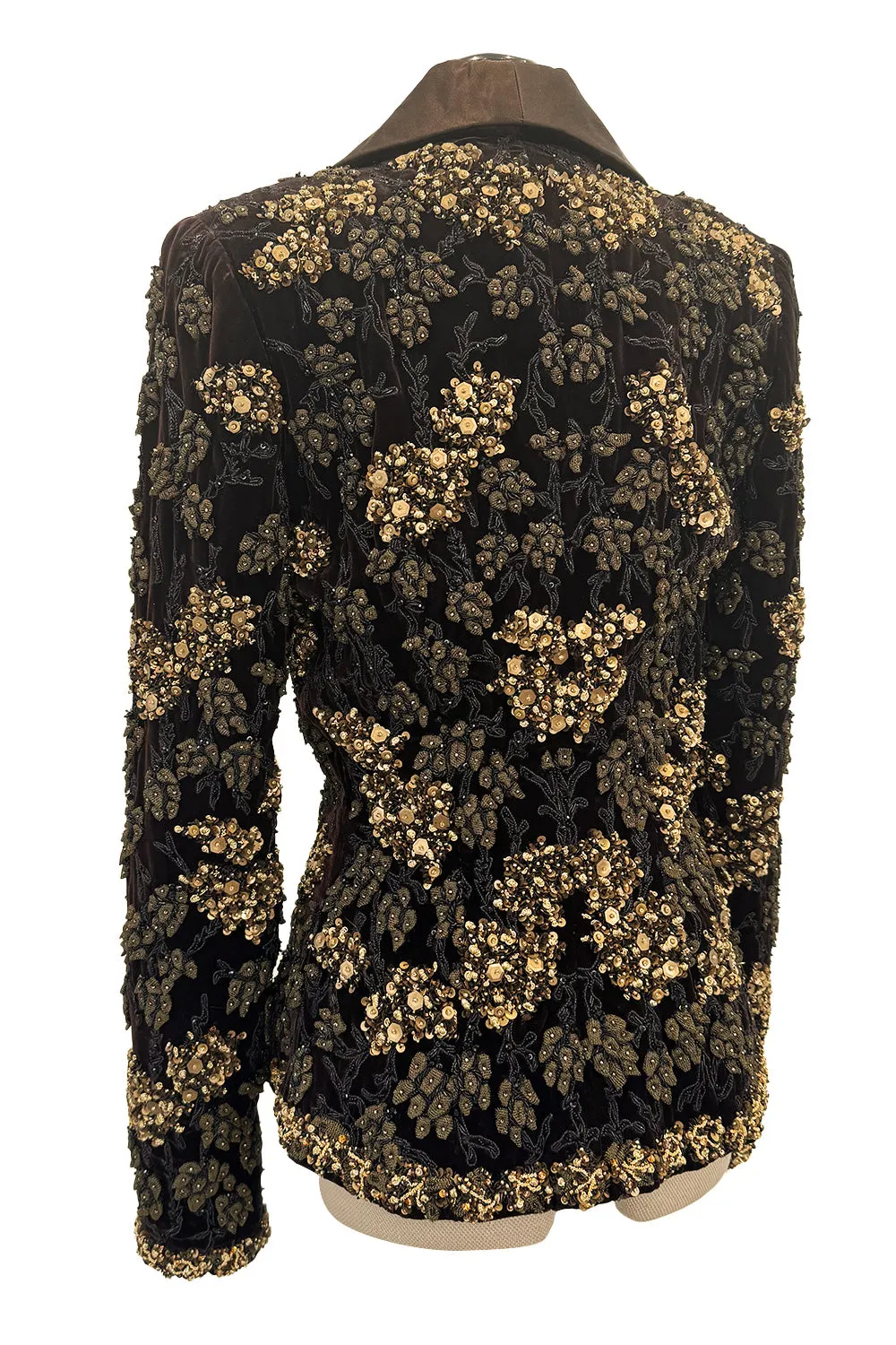 Exceptional 2004 John Anthony Couture Brown Velvet Heavily Hand Embroidered & Beaded Jacket