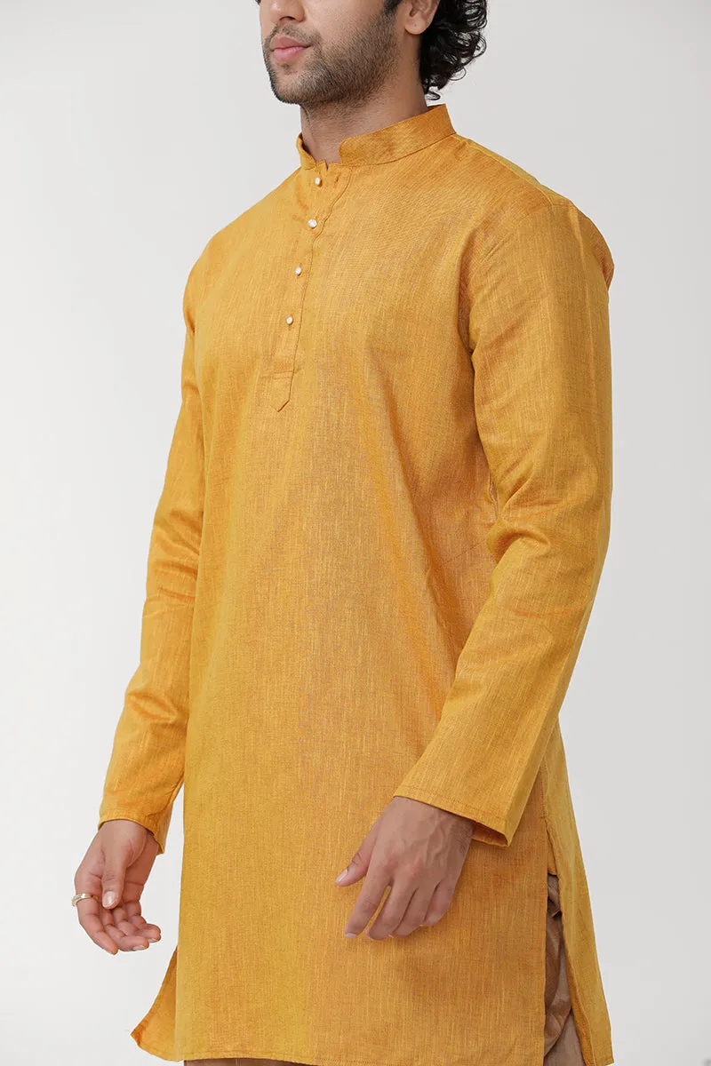 Exotic - Golden Rod Long Kurta For Mens | Uathaym