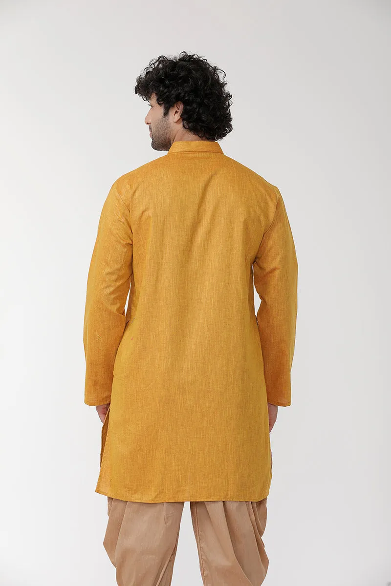 Exotic - Golden Rod Long Kurta For Mens | Uathaym