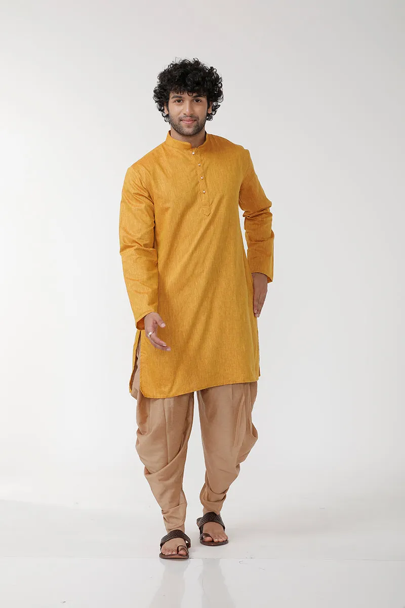 Exotic - Golden Rod Long Kurta For Mens | Uathaym
