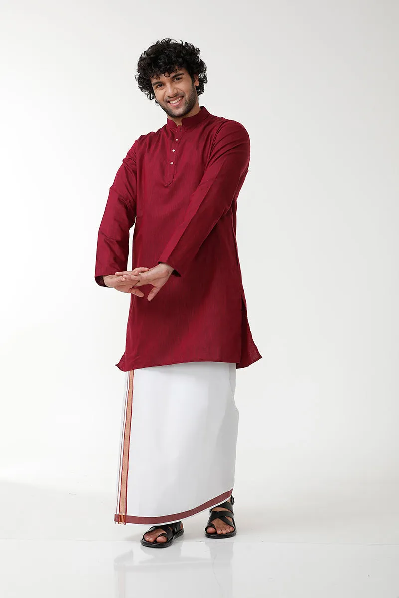 Exotic - Red Long Kurta For Mens | Uathaym