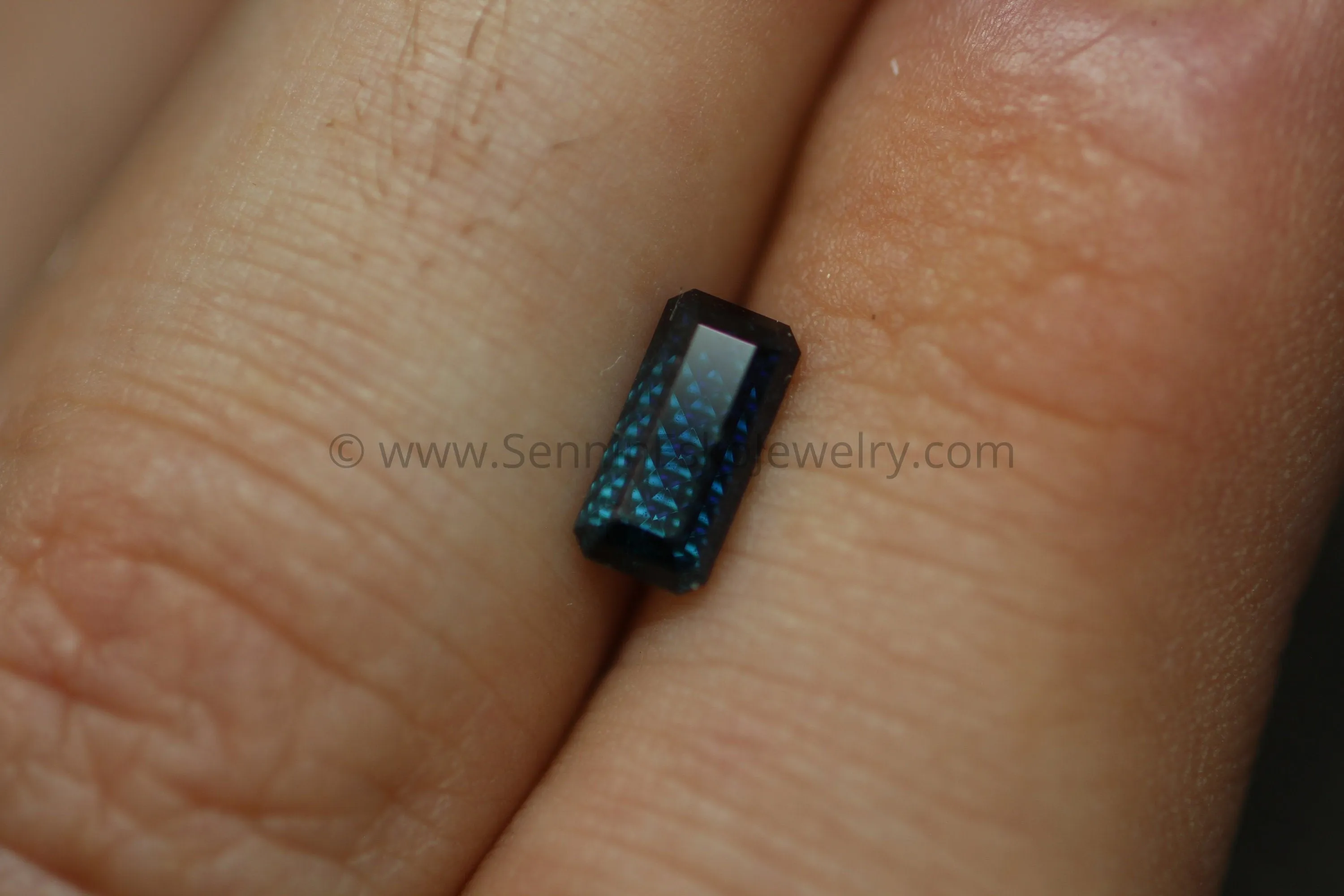 Fantasy Cut Blue Sapphire - 4.1x8.5mm - 1.6 cts - Emerald Cut Blue Sapphire