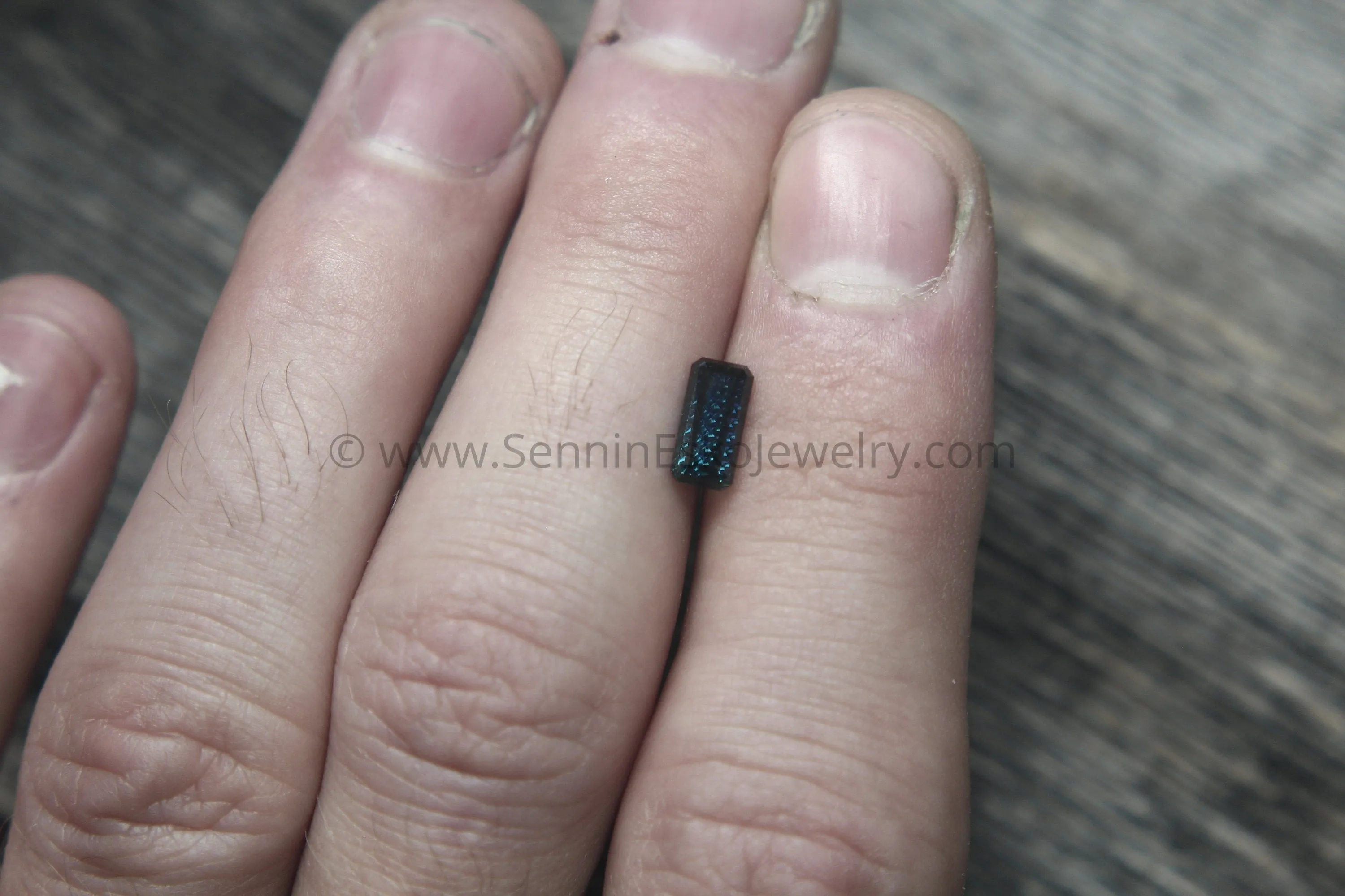 Fantasy Cut Blue Sapphire - 4.1x8.5mm - 1.6 cts - Emerald Cut Blue Sapphire