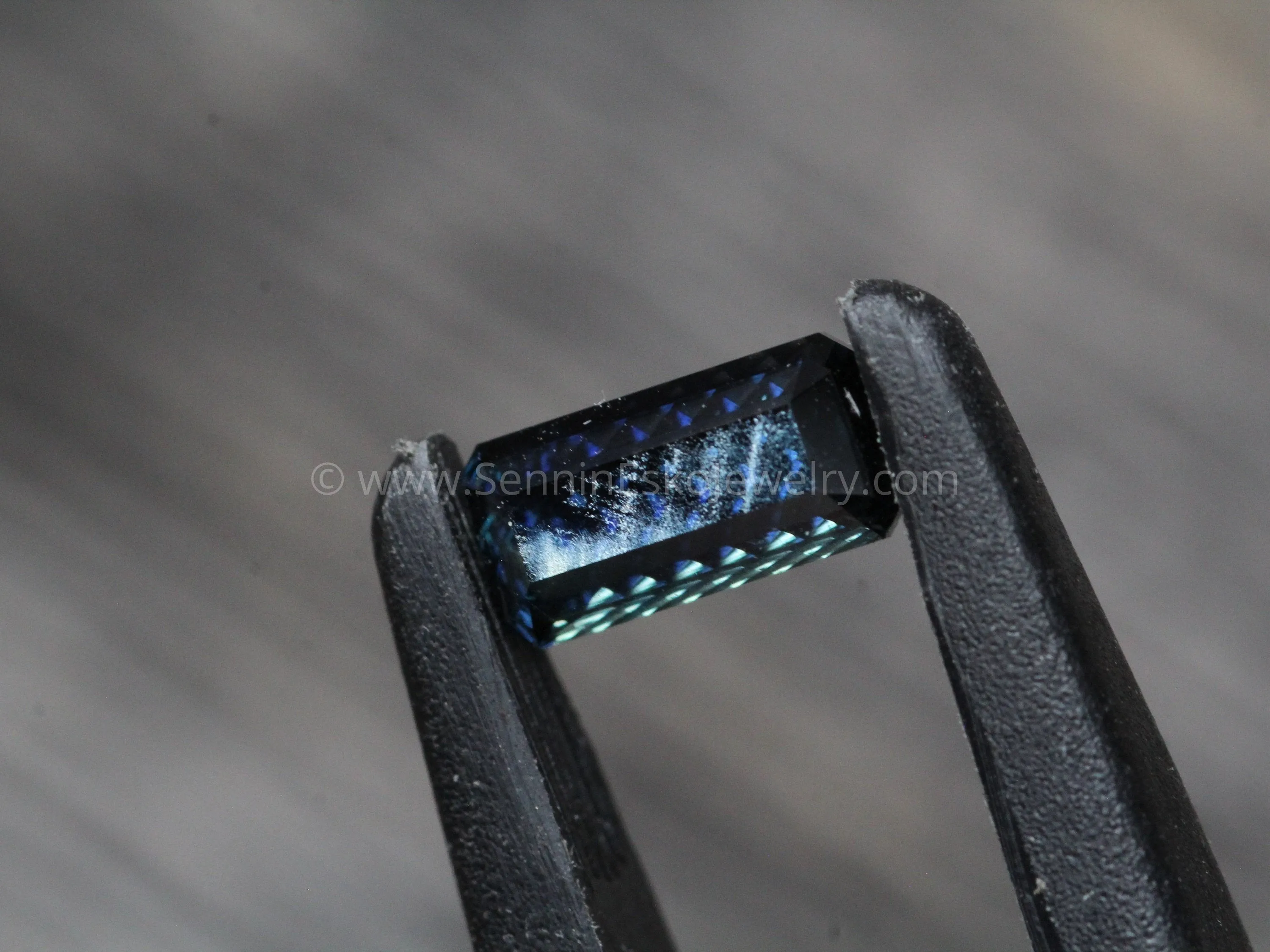 Fantasy Cut Blue Sapphire - 4.1x8.5mm - 1.6 cts - Emerald Cut Blue Sapphire