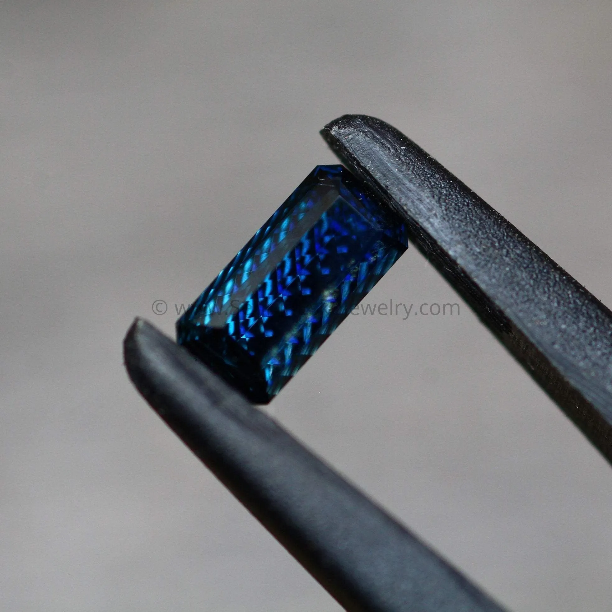 Fantasy Cut Blue Sapphire - 4.1x8.5mm - 1.6 cts - Emerald Cut Blue Sapphire
