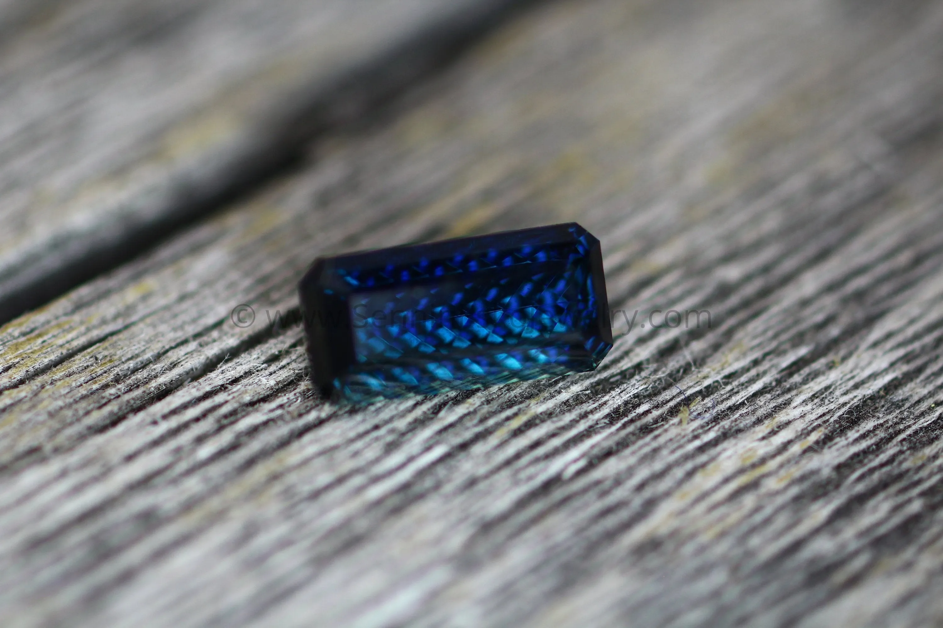Fantasy Cut Blue Sapphire - 4.1x8.5mm - 1.6 cts - Emerald Cut Blue Sapphire
