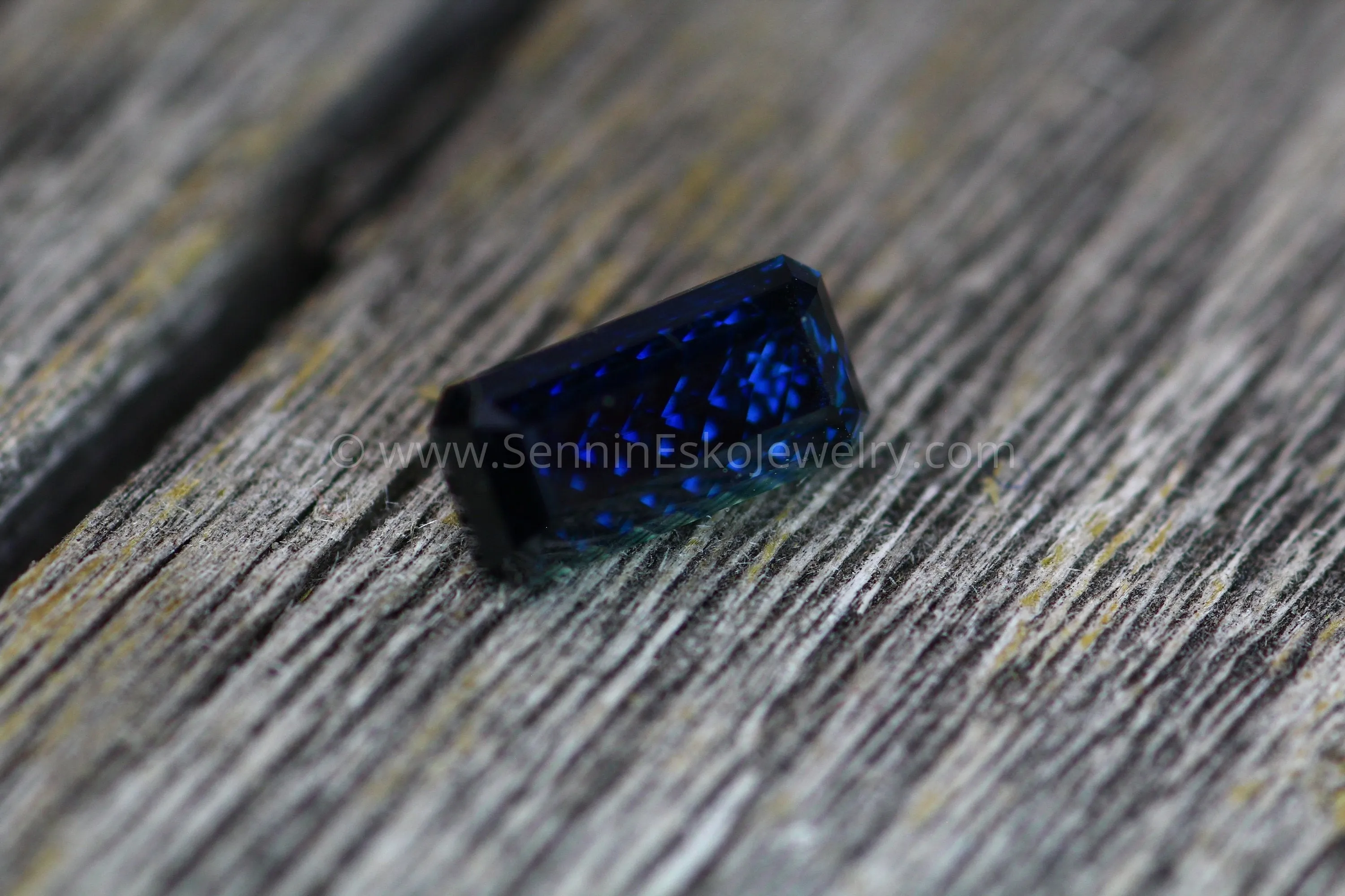 Fantasy Cut Blue Sapphire - 4.1x8.5mm - 1.6 cts - Emerald Cut Blue Sapphire