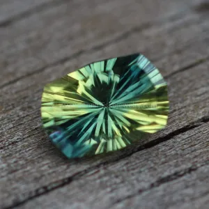 Fantasy Cut Parti Yellow-Green Sapphire - Cushion Cut Sapphire - 1.5 carats 8.1x5.6mm