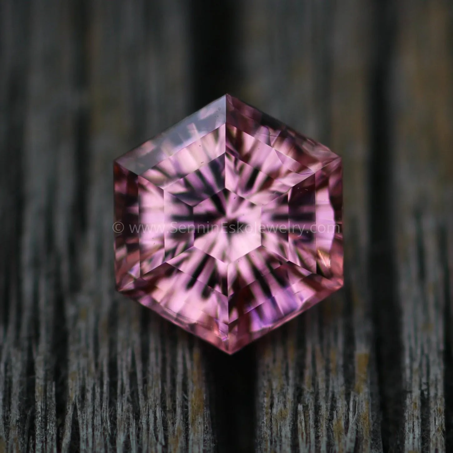 Fantasy Cut Pink Tourmaline - 8.4mm - 1.75 ct - Precision Cut Gemstone Hexagon Tourmaline - Congo Tourmaline