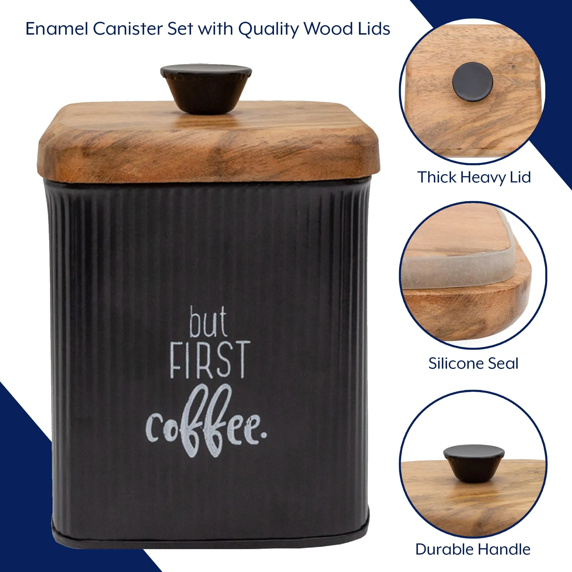 Farmhouse Black Enamelware Canisters (Case of 12)