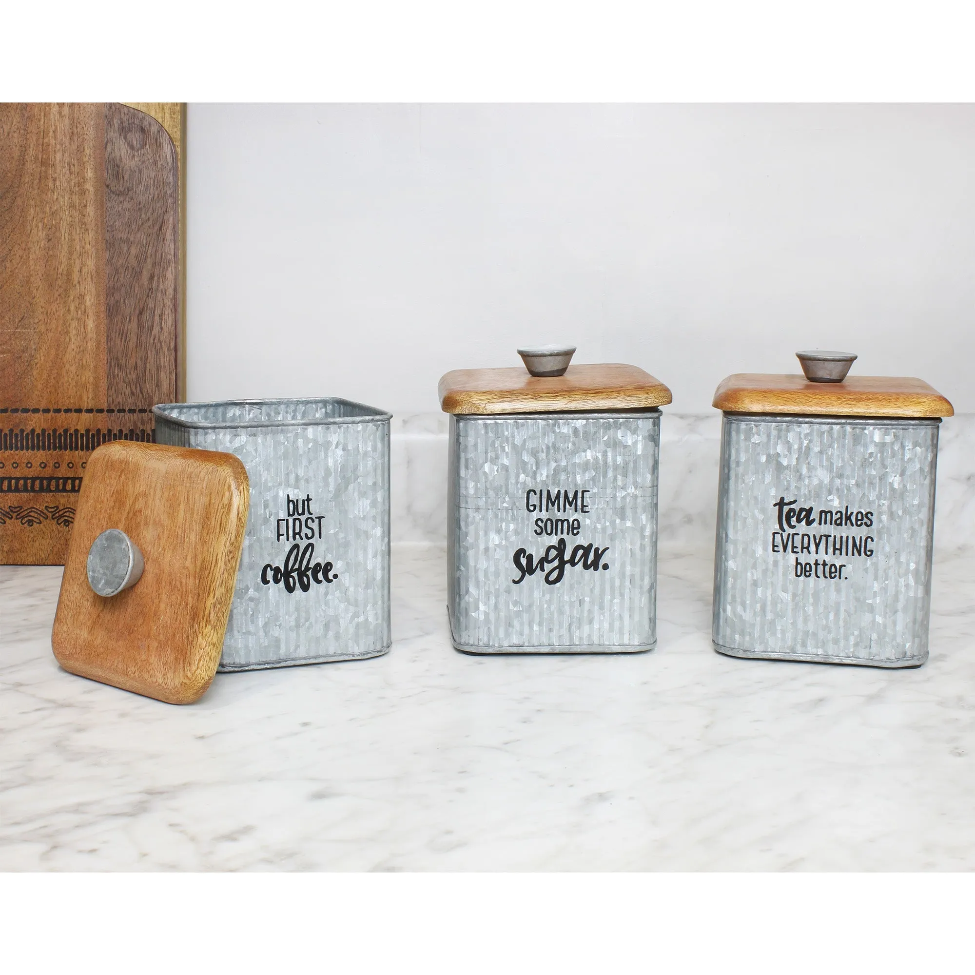 Farmhouse Galvanized Canisters (Case of 12 Sets)