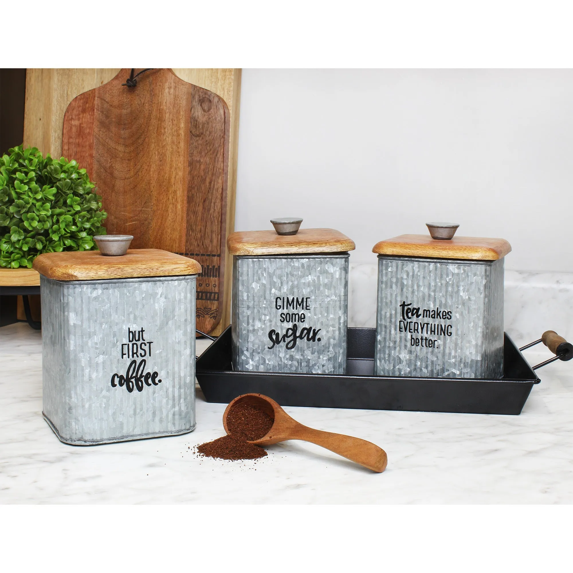 Farmhouse Galvanized Canisters (Case of 12 Sets)