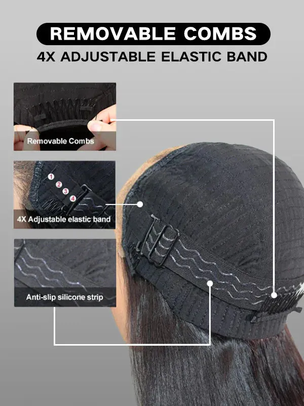 Flash Sale Wavymy TikTok Viral Layered Cut Pre-bleached Wear Go Wigs 180% Density Straight  4x6 HD Lace Closure Wigs 100% Human Hair