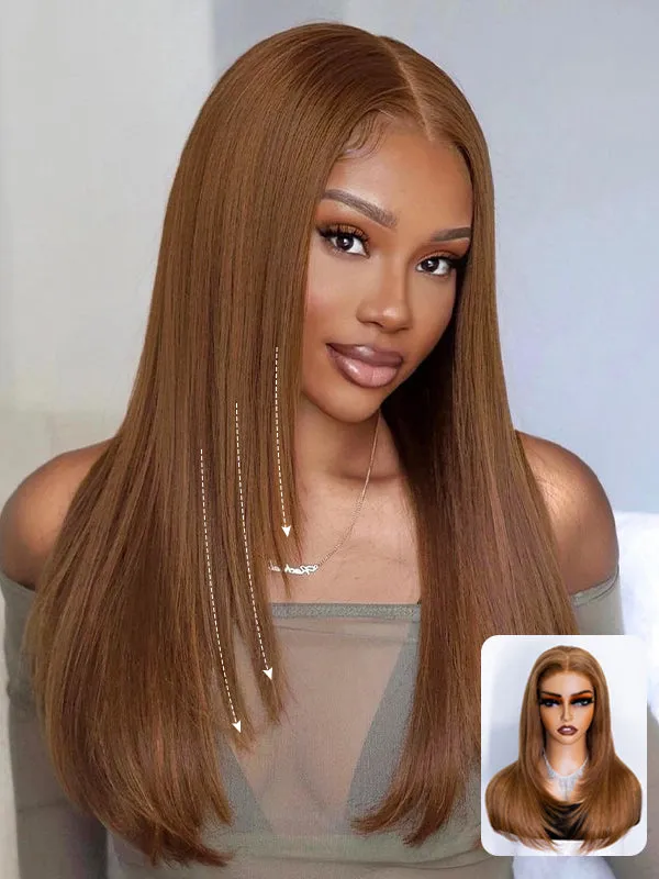 Flash Sale Wavymy TikTok Viral Layered Cut Pre-bleached Wear Go Wigs 180% Density Straight  4x6 HD Lace Closure Wigs 100% Human Hair