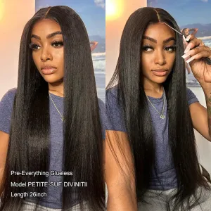 Flash Sale Yaki Straight Put On and Go Glueless Wig 6x4.5/13x4 Bye Bye Knots Pre-Cut Lace Light Kinky Straight