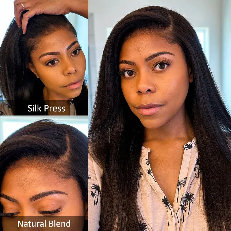 Flash Sale Yaki Straight Put On and Go Glueless Wig 6x4.5/13x4 Bye Bye Knots Pre-Cut Lace Light Kinky Straight