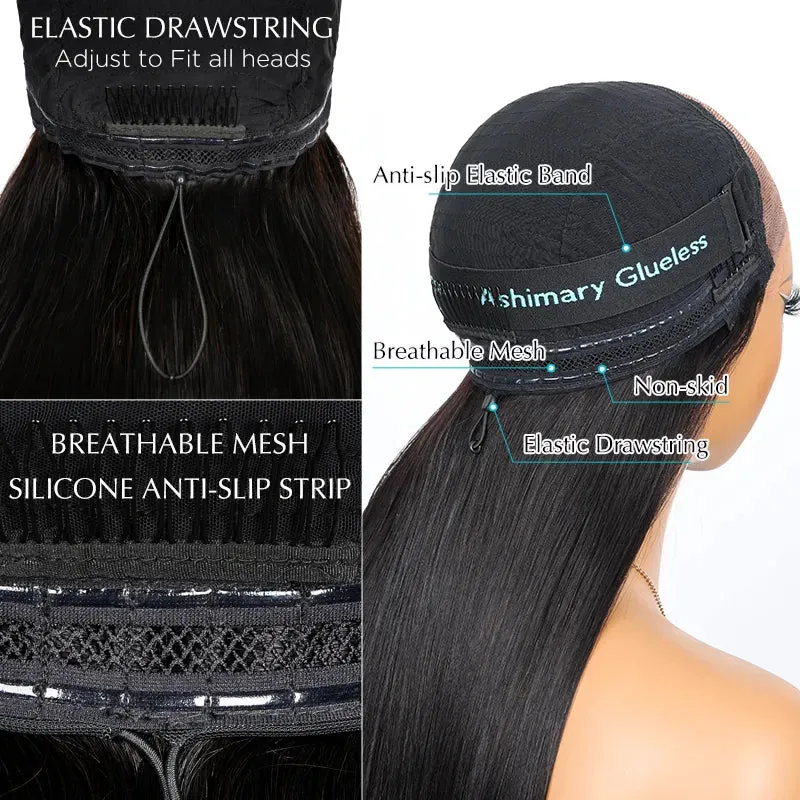 Flash Sale Yaki Straight Put On and Go Glueless Wig 6x4.5/13x4 Bye Bye Knots Pre-Cut Lace Light Kinky Straight