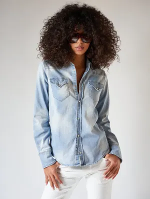 FLAVIA DENIM SHIRT IN LIGHT BLUE - Woman