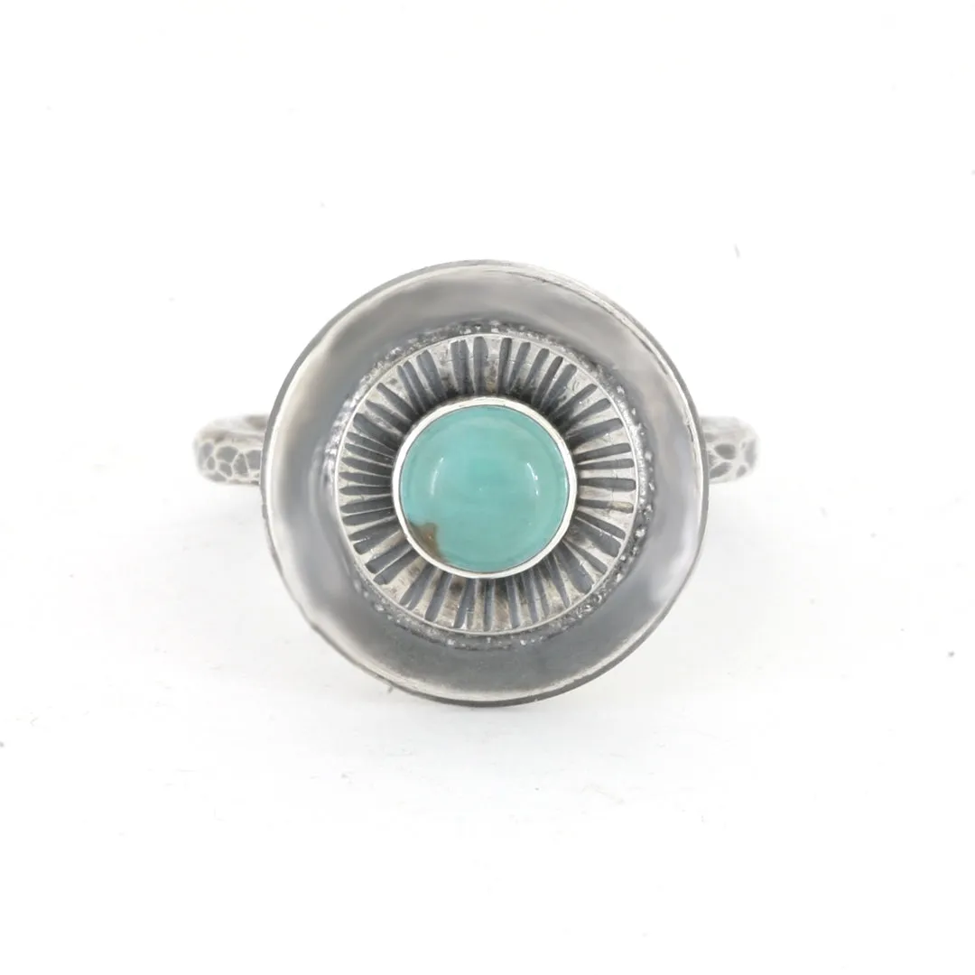 Garnet and Silver Starburst Ring