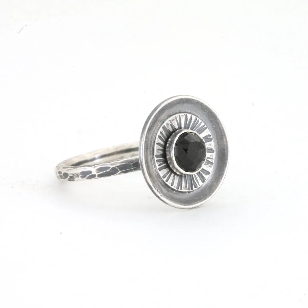 Garnet and Silver Starburst Ring