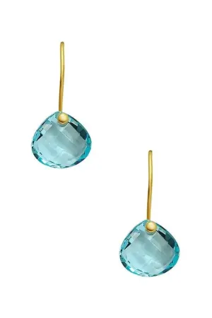 Gold Blue Topaz Earrings