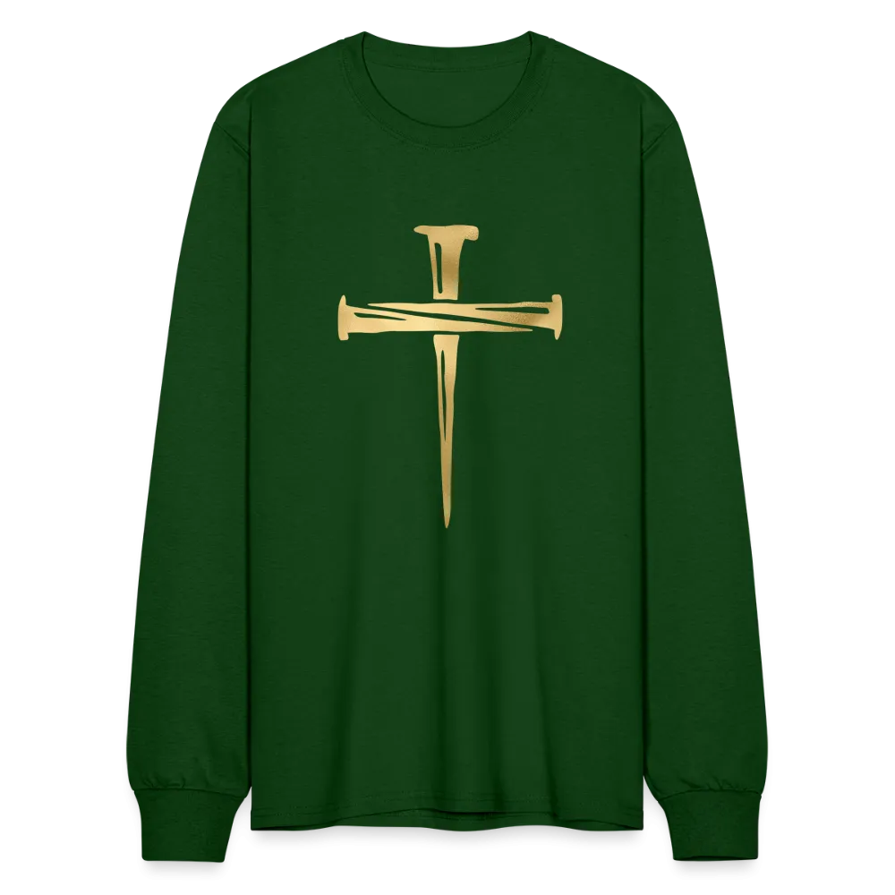 Gold Nail Cross Men's Long Sleeve T-Shirt