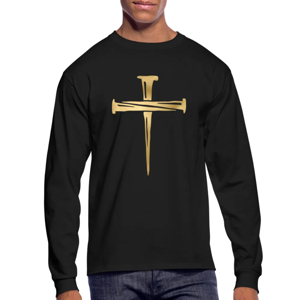 Gold Nail Cross Men's Long Sleeve T-Shirt