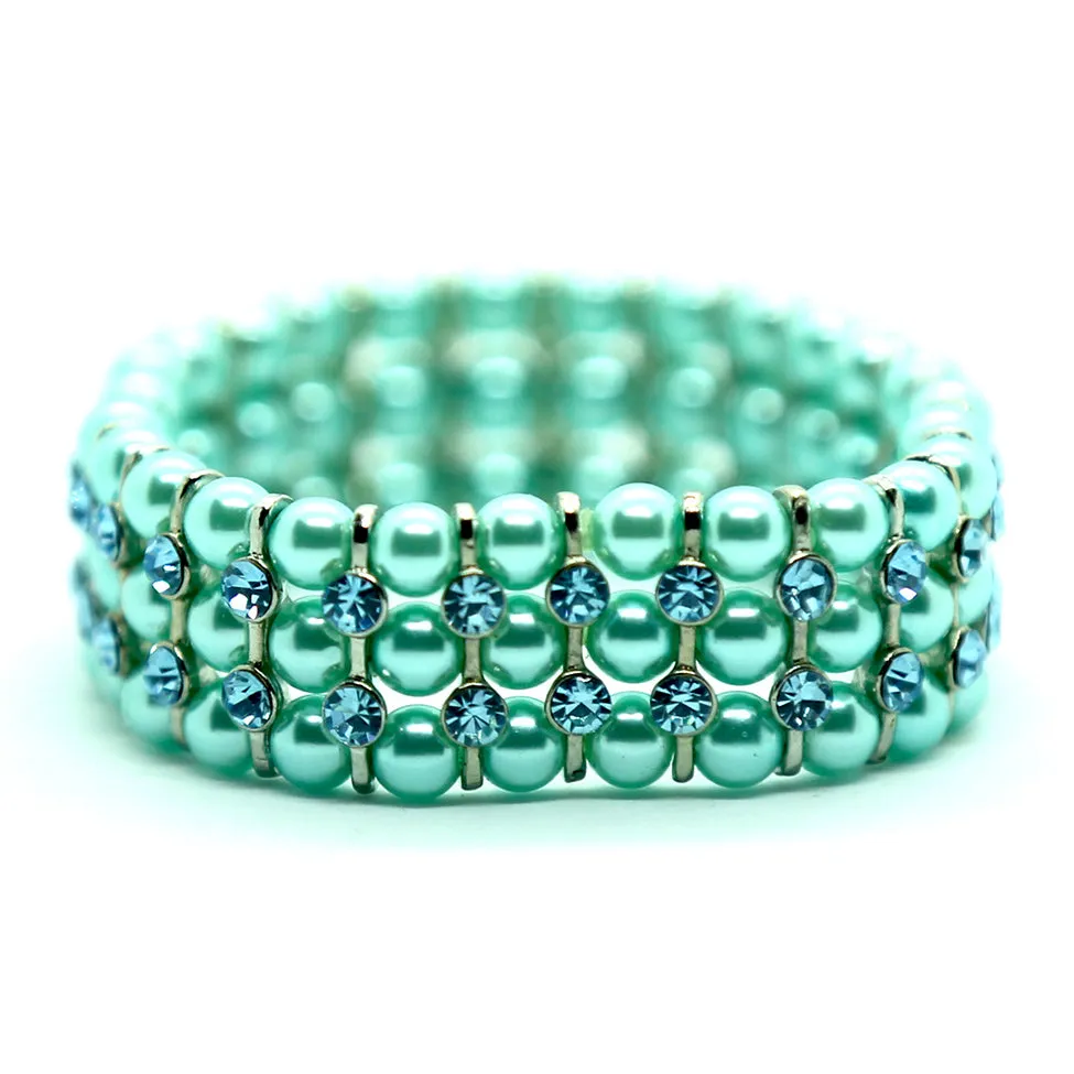 Helios: Turquoise Pearls and Crystals Bracelet