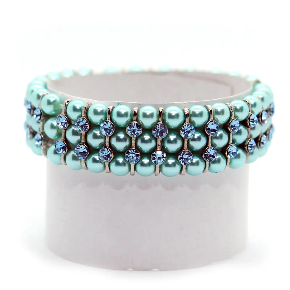 Helios: Turquoise Pearls and Crystals Bracelet