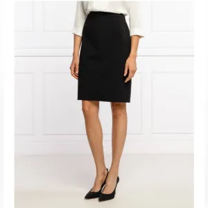 Hugo Boss Vilea Black Virgin Wool Knee Length Pencil Skirt 6 Office Workwear