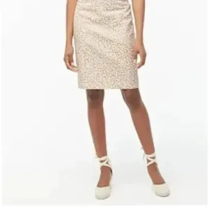 J Crew Cotton Basketweave Tan Khaki Leopard Print Pencil Skirt womens 18 new