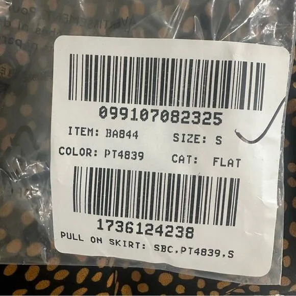J. Crew Dot Printed Pull on Knee Length Slip Skirt Black Tan Gold Small BA844