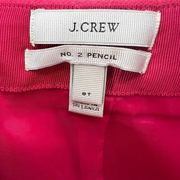 J Crew No 2 Pencil Skirt 100% Wool Women's Size 8T Pink