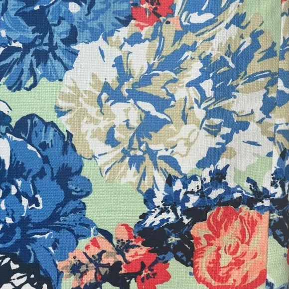 J. Crew Pencil Skirt in 100% Cotton Floral Peony Print Mint/Blue/Orange - 2