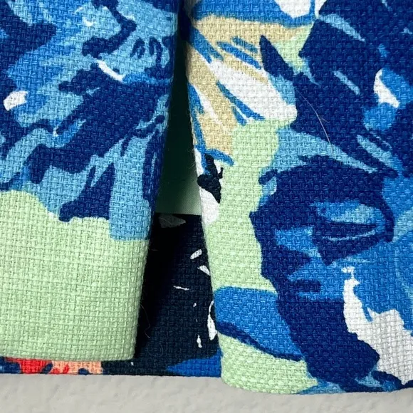 J. Crew Pencil Skirt in 100% Cotton Floral Peony Print Mint/Blue/Orange - 2