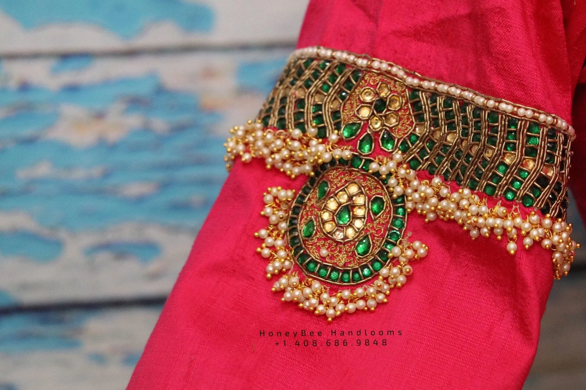 Jewelry work designer blouse - Pattu Saree Blouse -Maggam work blouse - Kundan work blouse - Saree Blouse - Pink Saree Blouse - Pink Blouse